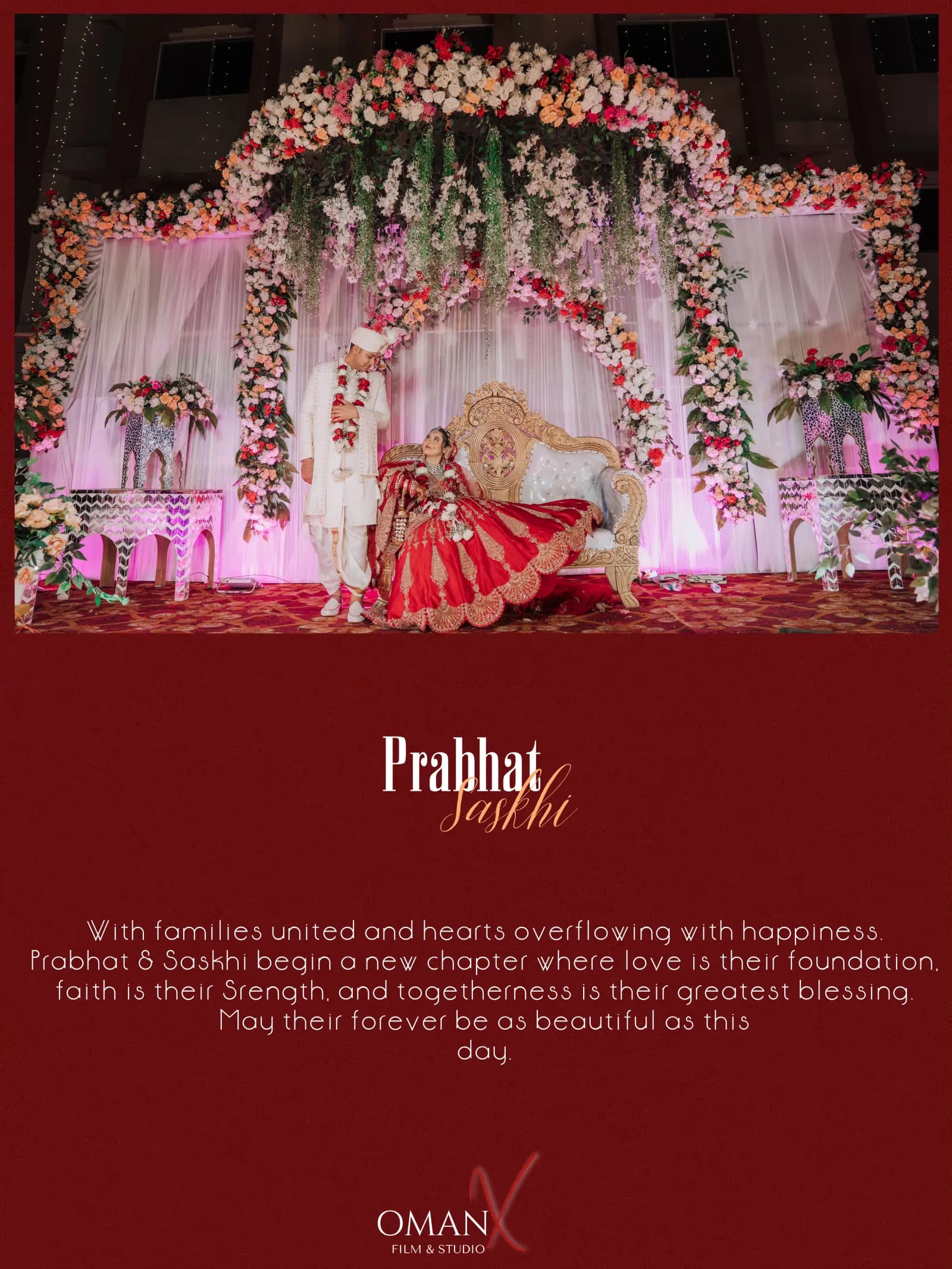 Bride and groom seated on a decorated wedding stage in Jharkhand